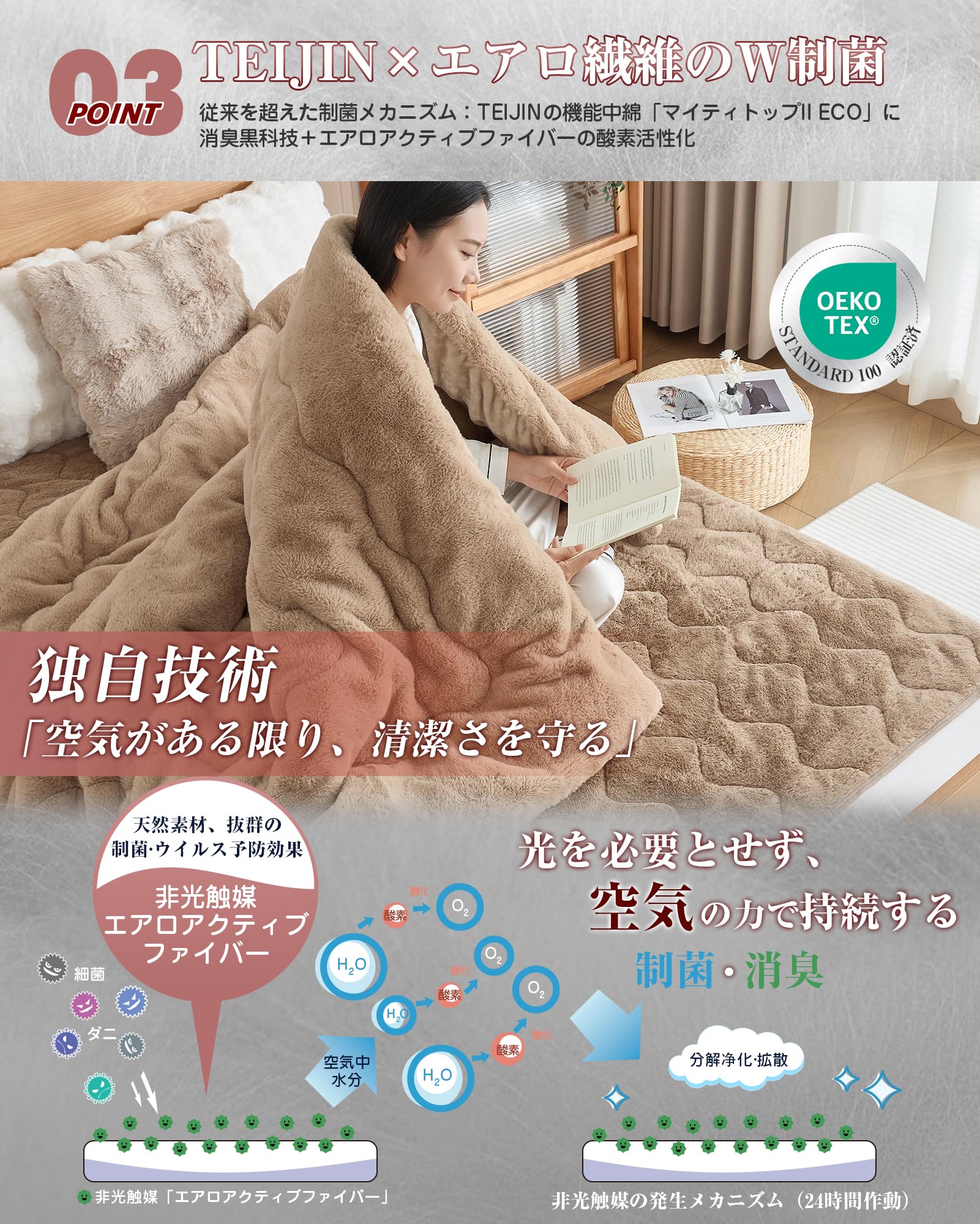 Amazon｜VK Living 敷きパッド シングル 冬 【KEEP HOT】 ラビット
